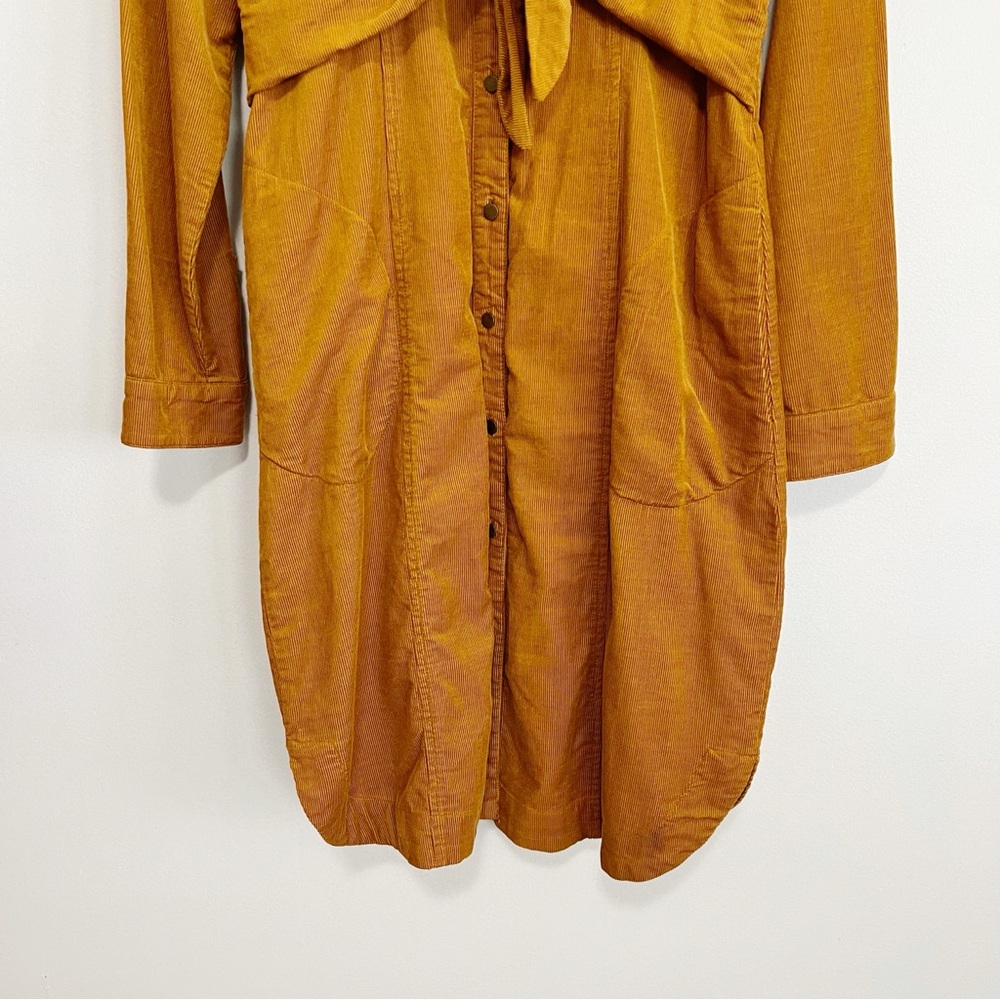 Anthropologie Mustard Yellow Tie-Front Dress - Picture 5 of 8